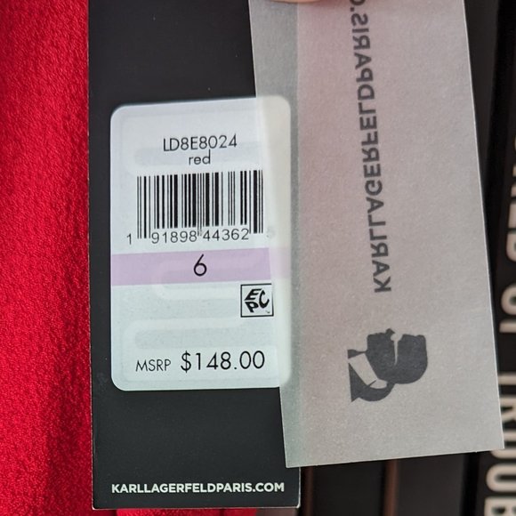 Karl Lagerfeld Red Belted Jumpsuit // Wide Leg & Cropped // Size 6 // NWT - Picture 7 of 7